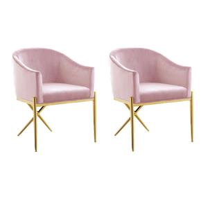 Pemberly Row Contemporary Set of 2 Pink Velvet Dining Chairs
