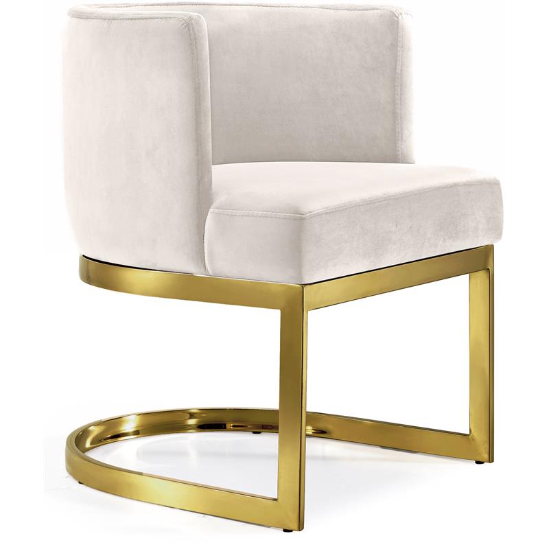 Pemberly Row Contemporary Set of 6 Cream Velvet Dining Chairs