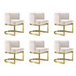 Pemberly Row Contemporary Set of 6 Cream Velvet Dining Chairs
