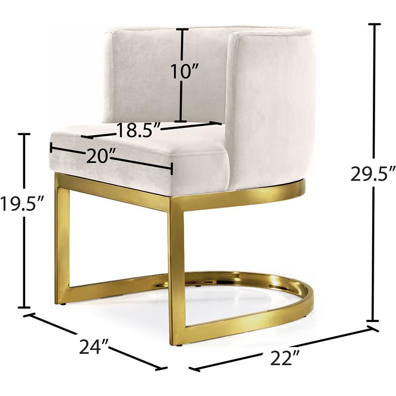 Pemberly Row Contemporary Set of 4 Cream Velvet Dining Chairs