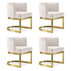 Pemberly Row Contemporary Set of 4 Cream Velvet Dining Chairs