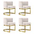 Pemberly Row Contemporary Set of 4 Cream Velvet Dining Chairs