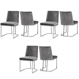Pemberly Row Contemporary Gray Velvet Dining Chairs (Set of 6)