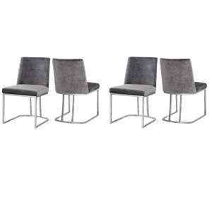Pemberly Row Contemporary Gray Velvet Dining Chairs (Set of 4)