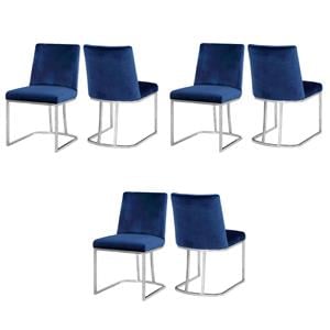 Pemberly Row Contemporary Navy Velvet Dining Chairs (Set of 6)