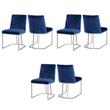 Pemberly Row Contemporary Navy Velvet Dining Chairs (Set of 6)