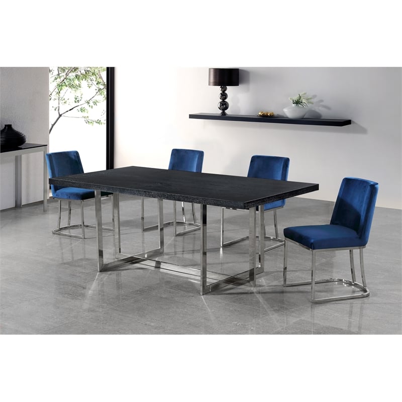 Pemberly Row Contemporary Navy Velvet Dining Chairs (Set of 4)