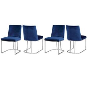 Pemberly Row Contemporary Navy Velvet Dining Chairs (Set of 4)