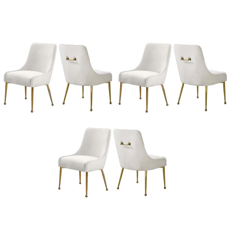 Pemberly Row Contemporary Cream Velvet Dining Chairs (Set of 6)