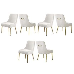 Pemberly Row Contemporary Cream Velvet Dining Chairs (Set of 6)