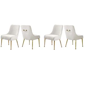 Pemberly Row Contemporary Cream Velvet Dining Chairs (Set of 4)
