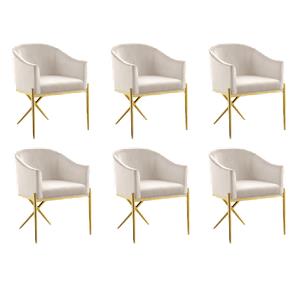 Pemberly Row Contemporary Set of 6 Cream Velvet Dining Chairs