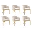 Pemberly Row Contemporary Set of 6 Cream Velvet Dining Chairs