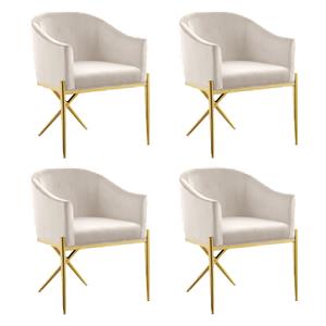 Pemberly Row Contemporary Set of 4 Cream Velvet Dining Chairs