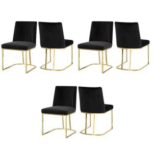 Pemberly Row Contemporary Black Velvet Dining Chairs (Set of 6)