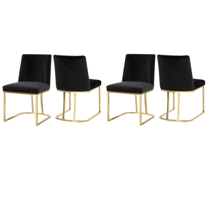 Pemberly Row Contemporary Black Velvet Dining Chairs (Set of 4)