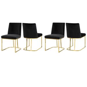 Pemberly Row Contemporary Black Velvet Dining Chairs (Set of 4)