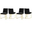 Pemberly Row Contemporary Black Velvet Dining Chairs (Set of 4)