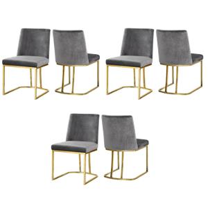 Pemberly Row Contemporary Gray Velvet Dining Chairs (Set of 6)