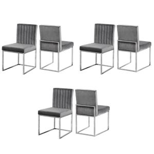 Pemberly Row Contemporary Gray Velvet Dining Chairs (Set of 6)