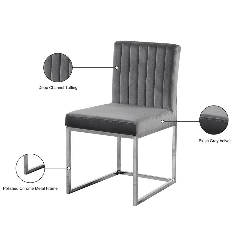 Pemberly Row Contemporary Gray Velvet Dining Chairs (Set of 4)