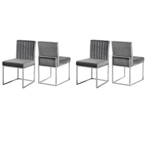 Pemberly Row Contemporary Gray Velvet Dining Chairs (Set of 4)