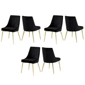 Pemberly Row Contemporary Black Velvet Dining Chairs (Set of 6)