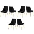 Pemberly Row Contemporary Black Velvet Dining Chairs (Set of 6)