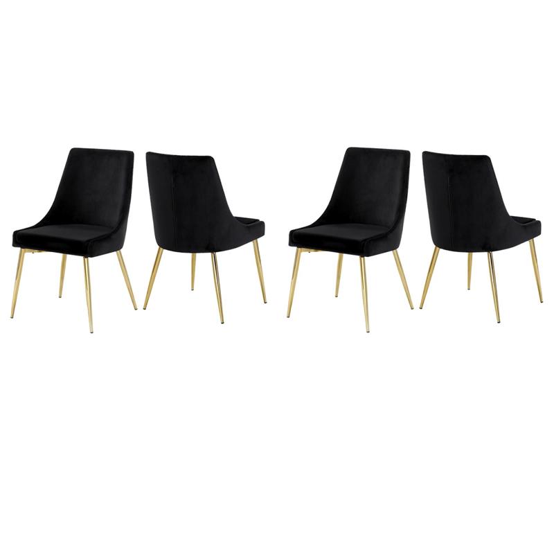 Pemberly Row Contemporary Black Velvet Dining Chairs (Set of 4)