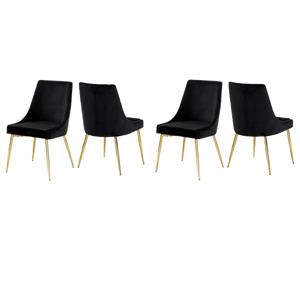 Pemberly Row Contemporary Black Velvet Dining Chairs (Set of 4)