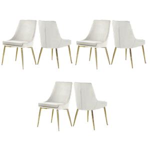 Pemberly Row Contemporary Cream Velvet Dining Chairs (Set of 6)