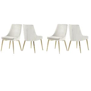 Pemberly Row Contemporary Cream Velvet Dining Chairs (Set of 4)