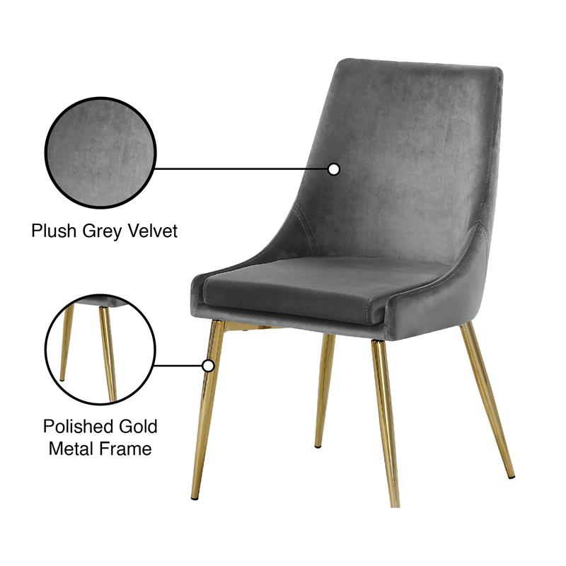 Pemberly Row Contemporary Gray Velvet Dining Chairs (Set of 6)