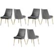 Pemberly Row Contemporary Gray Velvet Dining Chairs (Set of 6)
