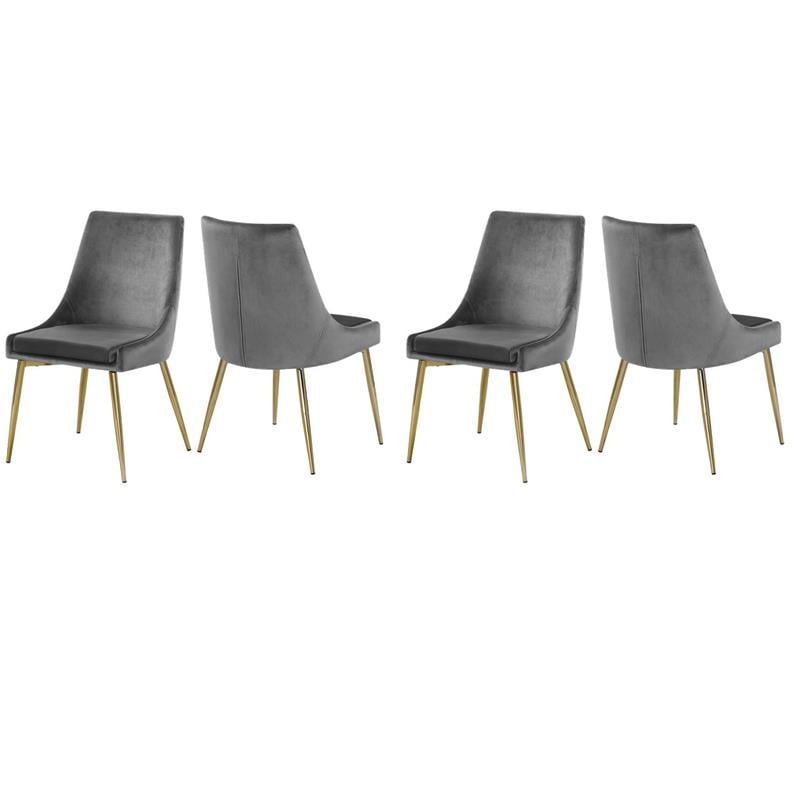 Pemberly Row Contemporary Gray Velvet Dining Chairs (Set of 4)