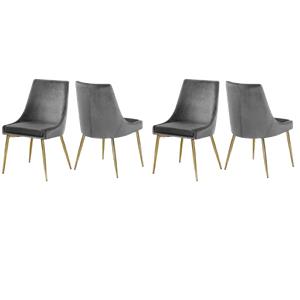 Pemberly Row Contemporary Gray Velvet Dining Chairs (Set of 4)