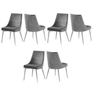 Pemberly Row Contemporary Gray Velvet Dining Chairs (Set of 6)
