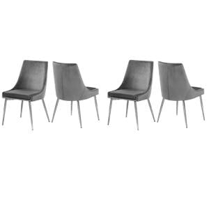 Pemberly Row Contemporary Gray Velvet Dining Chairs (Set of 4)