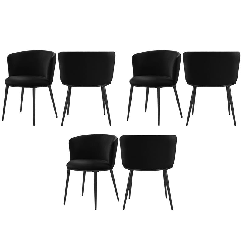 Pemberly Row Contemporary Black Velvet Dining Chairs (Set of 6)