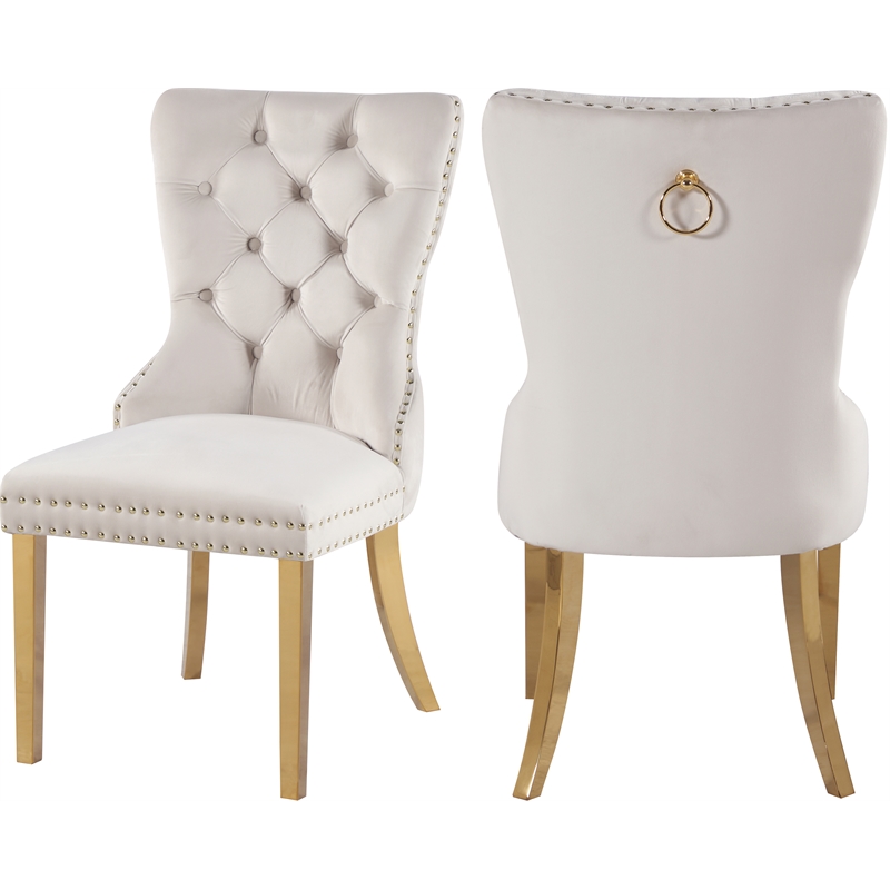 Pemberly Row Contemporary Cream Velvet Dining Chairs (Set of 6)