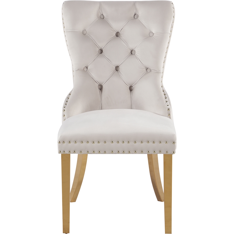 Pemberly Row Contemporary Cream Velvet Dining Chairs (Set of 6)
