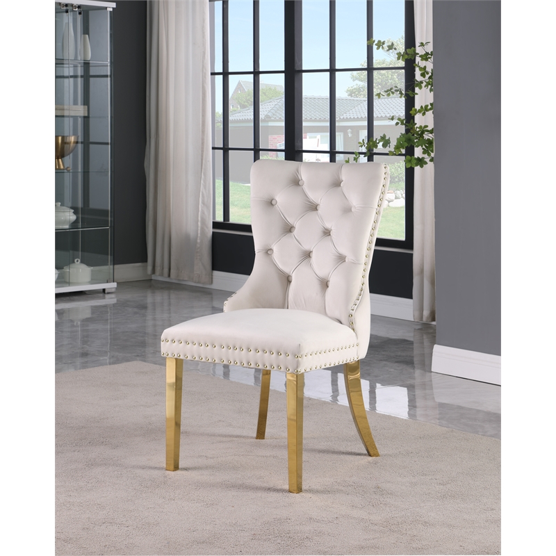 Pemberly Row Contemporary Cream Velvet Dining Chairs (Set of 6)