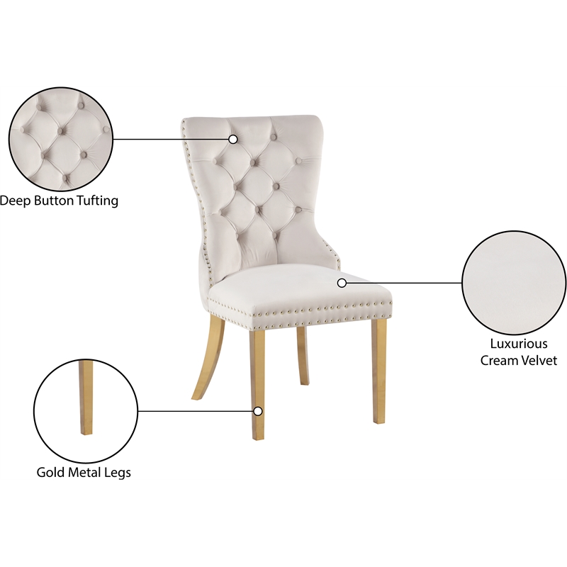 Pemberly Row Contemporary Cream Velvet Dining Chairs (Set of 6)