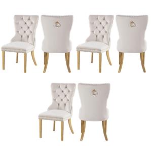 Pemberly Row Contemporary Cream Velvet Dining Chairs (Set of 6)