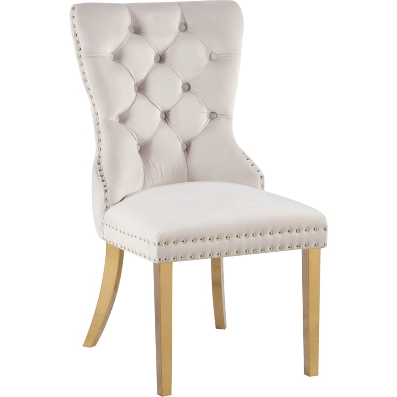Pemberly Row Contemporary Cream Velvet Dining Chairs (Set of 4)