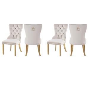 Pemberly Row Contemporary Cream Velvet Dining Chairs (Set of 4)
