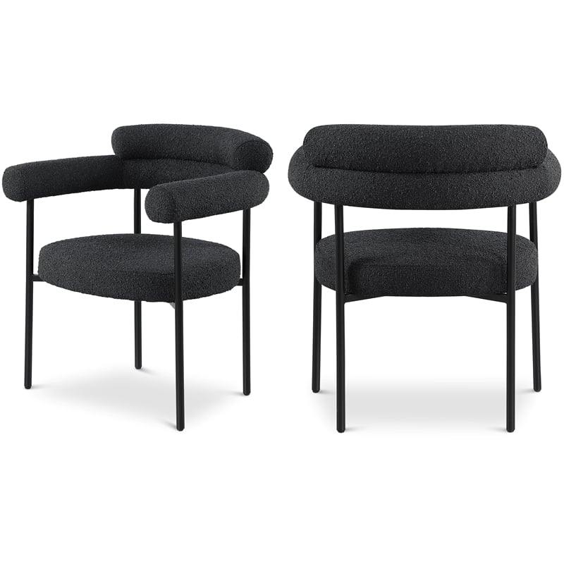 Pemberly Row Contemporary Black Boucle Fabric Dining Chairs Set of 6