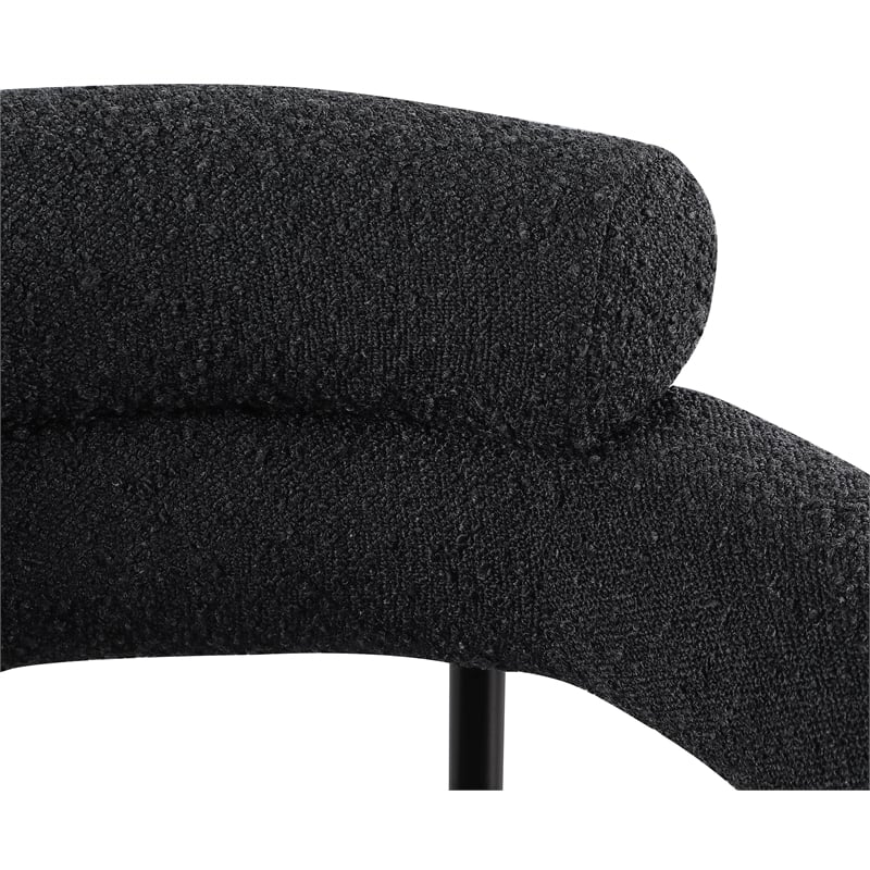 Pemberly Row Contemporary Black Boucle Fabric Dining Chairs Set of 6