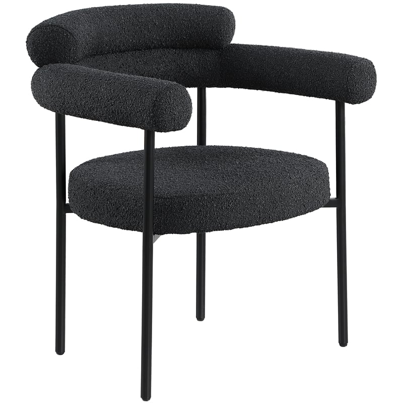 Pemberly Row Contemporary Black Boucle Fabric Dining Chairs Set of 6