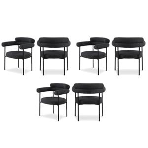 Pemberly Row Contemporary Black Boucle Fabric Dining Chairs Set of 6